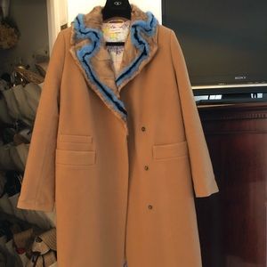 Wool and neon blue mink Saks Potts coat